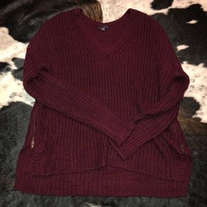 Maroon cable knit sweater